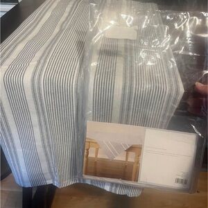 New! 60 × 84" Tablecloth - Blue & White Striped - Country, Coastal..